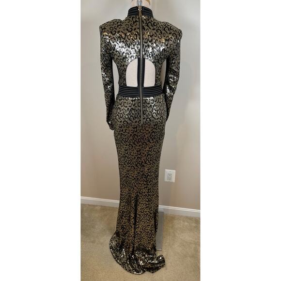 Zhivago The Shakedown Sequin Leopard Cheetah Long Sleeve Maxi Dress Size 6 - Picture 10 of 12